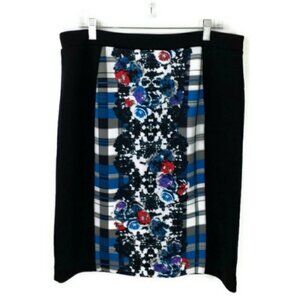 Nicole By Nicole Miller Black Floral Panel Stretch Career Pencil Skirt Womens XL